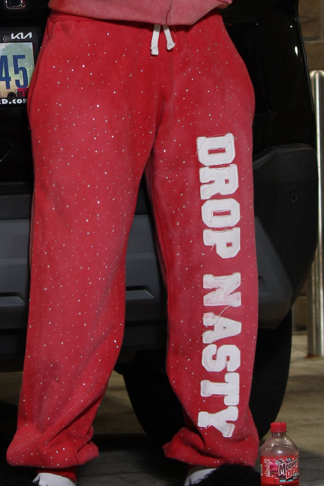 Red Drop Nasty RhineStone Pants