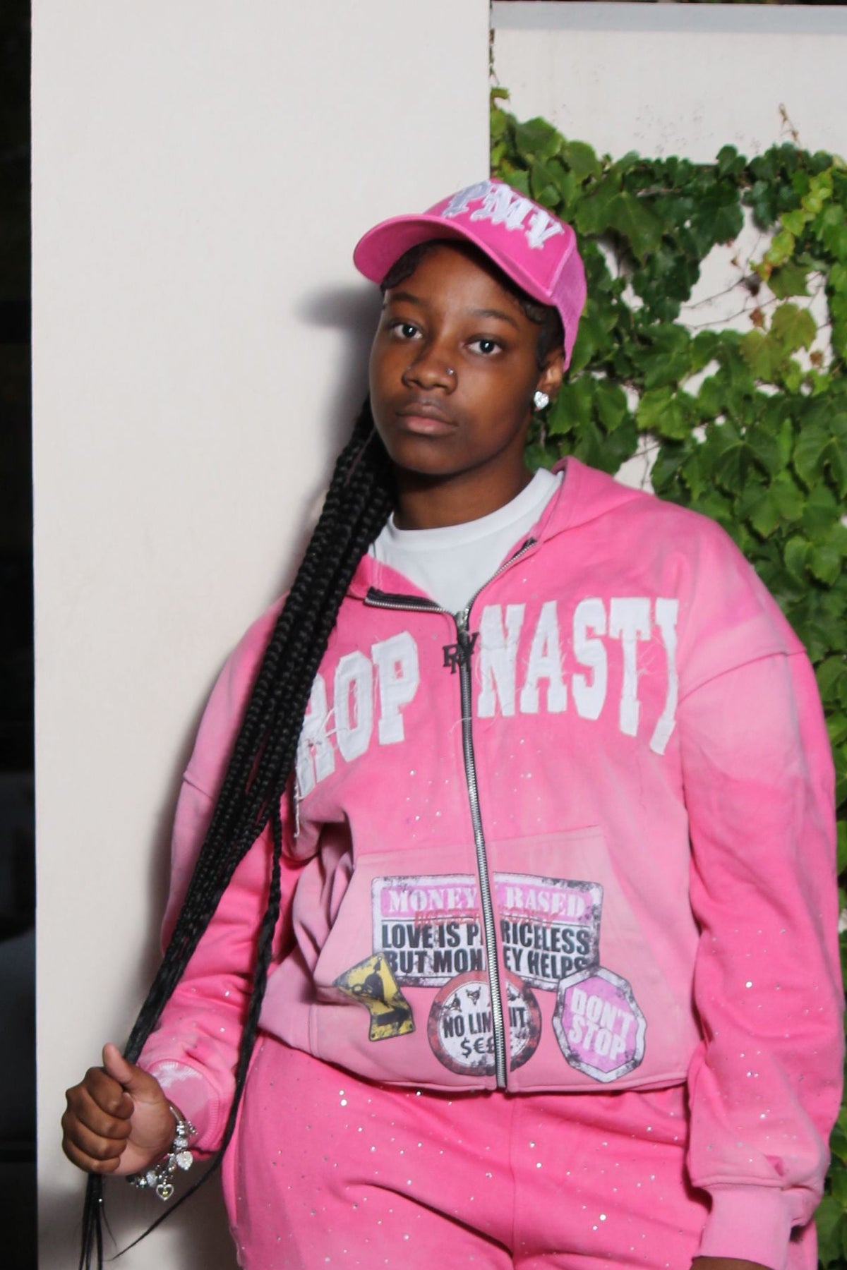 Pink Drop Nasty RhineStone Hoodie